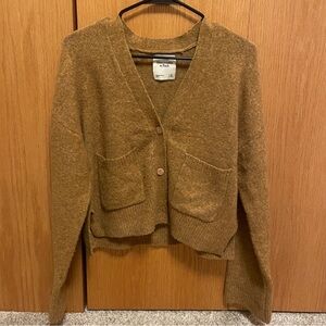 Abercrombie & Fitch Button Up Sweater Cardigan Mustard Yellow Gold